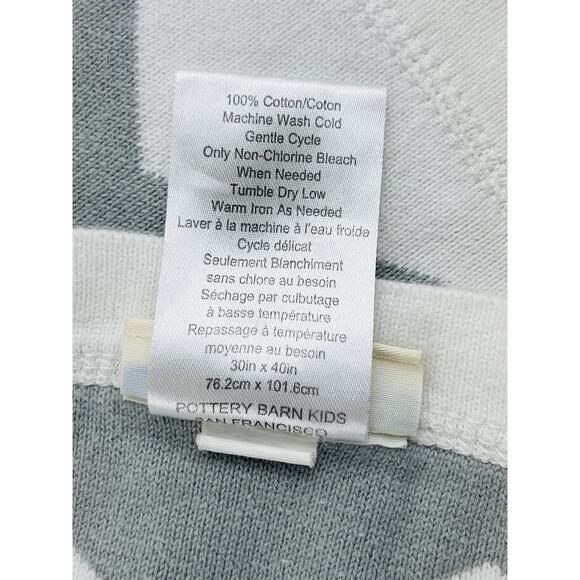 Pottery Barn Kids Gray White Chevron Zig Zag Baby Blanket Cotton Knit Grey 30x40 - Picture 8 of 12